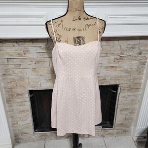 French Connection Barbie blush pink and white polka dot mini dress size 12 large